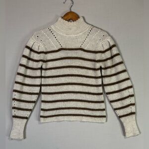 Isabel Marant Etoile Alpaca Wool Sweater 34 Cream Brown Stripe Turtleneck